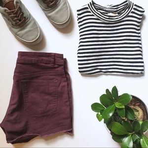 H&M Maroon Colored Cutoff Shorts